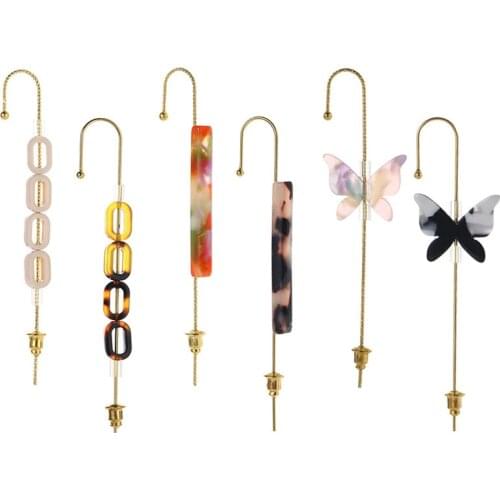 Fashion Stud Earrings Woman Geometric Cross Chain Hook Earring Cuff Earrings Climber Earrings Gifts Ear Cuff Ear Hook Butterfly