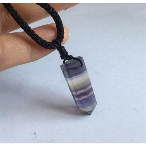 Natural Fluorite Crystal Pendant Healing Stone Reiki Necklace Quartz Wand 1pc