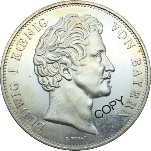 German 2 Thaler 3 1/2 Gulden Ludwig I Maximilian I 1839 Brass Plated Silver Copy Coin Commemorative COINS