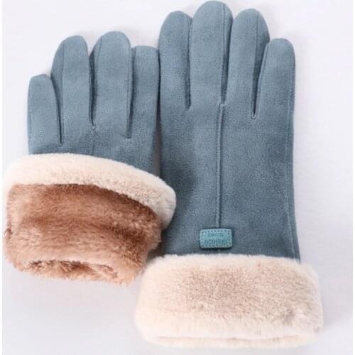 New Fashion Women Gloves Autumn Winter Cute Furry Warm Mitts Full Finger Mittens Women Outdoor Sport Female Gloves Screen