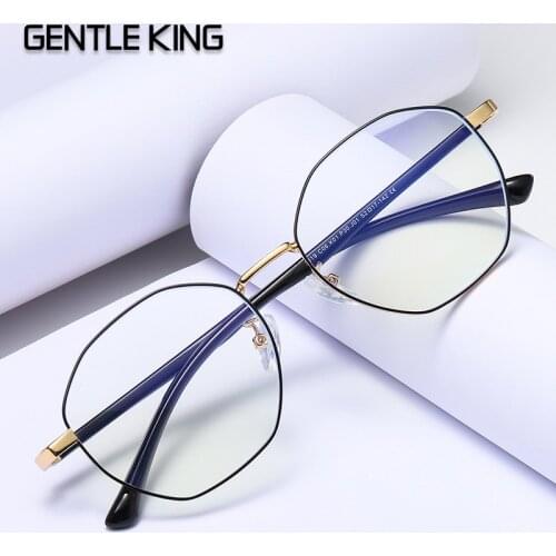 GENTLE KING Retro Round Metal Spectacles Frame Women Men Anti Blue Light Ray Blocking Eye Glasses Frames Clear Lens Eyewear