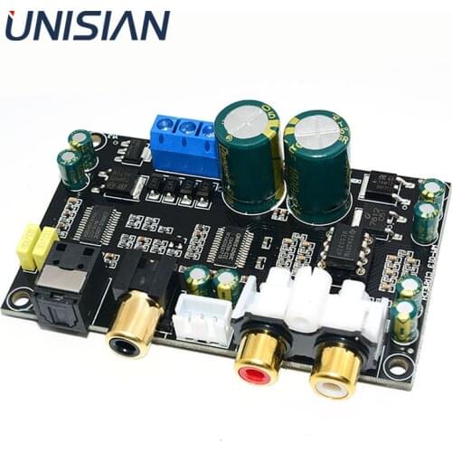 UNISIAN Optical coaxial audio decoder Support 24BIT192KHz SPDIF coaxial Optical fiber decode DAC board For Home amplifier