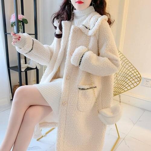 Autumn And Winter Fashion New 2021 Korean Version Medium And Long Lamb Wool Coat Womens Versatile Small Man Wool Coat Trend