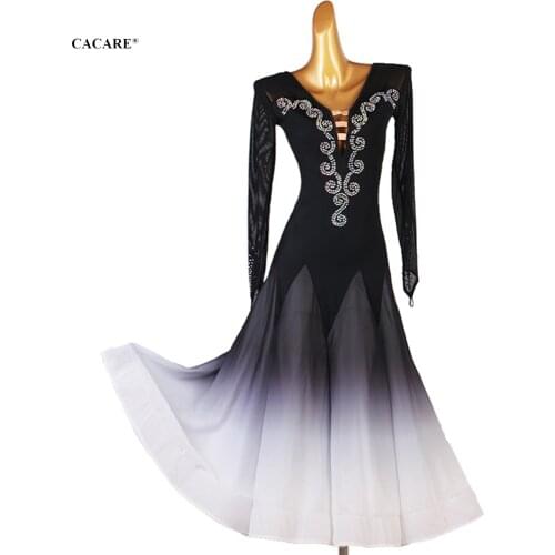 NEW Ballroom Dress Sale Standard Dance Competition Dresses Waltz Elegant Customize D1020 Big Sheer Hem Stick Rhinestones CACARE