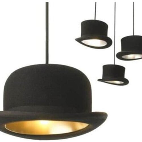 Handmade Wool Felt Hat Pendant Light Aluminum Suspension Lamp JEEVES AND WOOSTER Cap Hanging Lighting Hotel Couture Cloth Shop