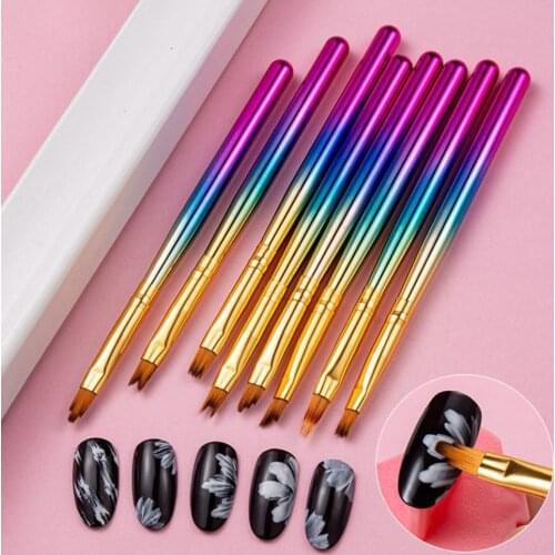 Long Service Life Professional Nail Draw Line Pen with Dazzling Gradient Handle for Salon