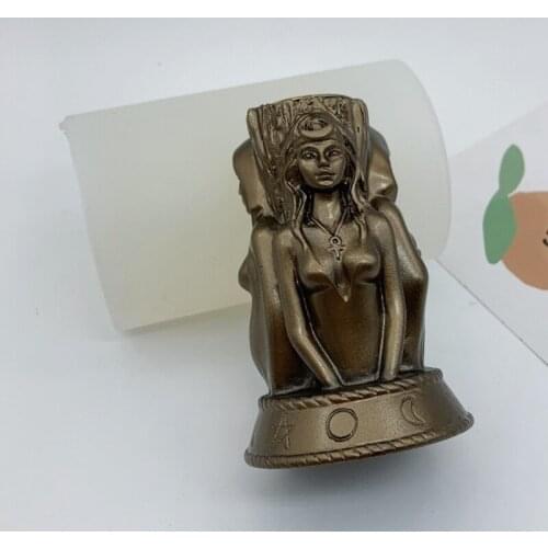 Q0KE Witch Goddess Candle Holder Epoxy Resin Mold Concrete Plaster Casting Silicone Mould DIY Crafts Home Decorations Making