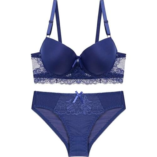DKERT Sexy Lace Push Up Sample Bra and Panty Set Underwear Women Bra Set