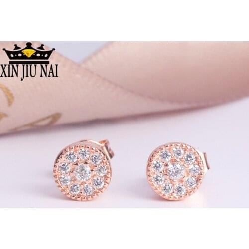 Stud Earrings Zircon Rose Gold Fashion Earring for Women Lotus Shape Simple Wedding Party Literary Gift Lady Jewelry Earring