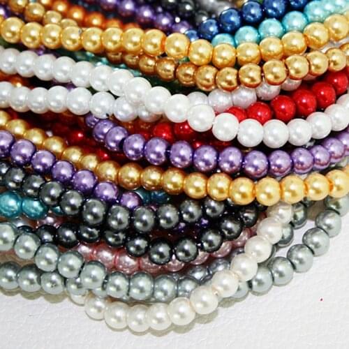 Wholesale Round Ball Loose Glass Pearl Spacer Bead 6mm White Black Green Red Indigo Mixed For Jewelry Making Craft DIY PS-BBD011
