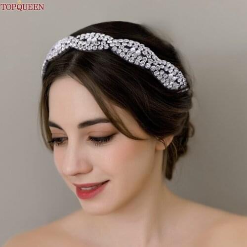 TOPQUEEN S293-FG wedding rhinestone baroque headband bridal tiara headpieces silver rhinestone headband wedding hair jewelry