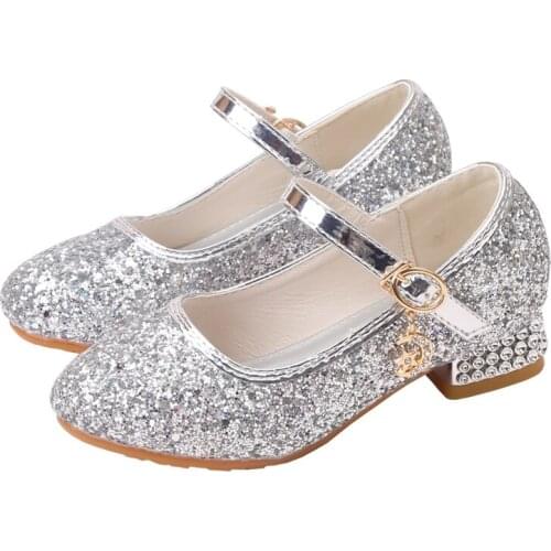Princess Shoes For Girls Kids Dancing Sandals New Arrival Shinning Sequence Elsa High Heels Child Comfortable Big Sizes Ladies