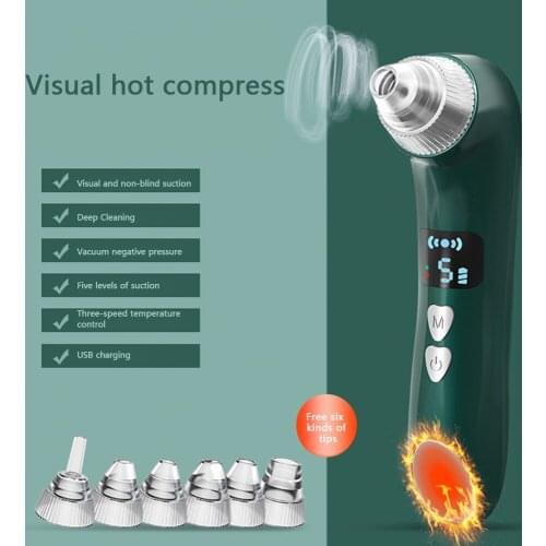 Vacuum Blackhead Remover Visible Facial Pore Cleaner Hot Compress Facial Cleansing Comedone Acne Pimple Extractor Beauty Device