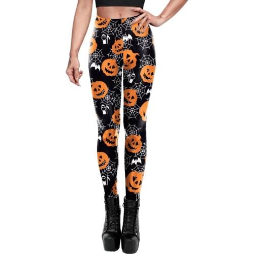[You're My Secret] 2021 Halloween Fashion Leggiing Pumpkin Lantern Sugar Cartoon Leggins Gothic High Waist Fitness Plus Trousers