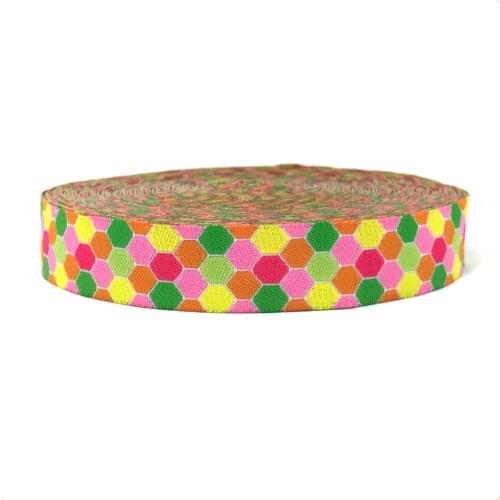 2016 NEW 7/8" 22MM AND 5/8" 16MM 10Yard/SET 100% polyester single face Woven Jacquard RIBBON Lovely fruit color polygon geometry