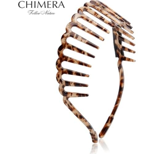CHIMERA Women Hair Hoop Leopard Print Cellulose Acetate Teeth Comb Headband Simple Headwear Girls Hairband Fashion Accessories