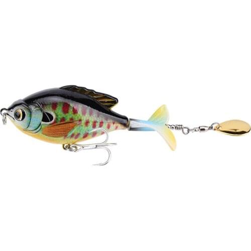 1PCS With Propeller Topwater Fishing Lure 95mm/16.5g Popper Artificial CrankBaits Rotating Tail Minnow Hard Bait Fishing Tools