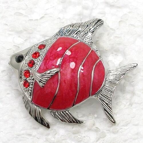 12pcs/lot Wholesale Fashion Brooch Rhinestone Enamel Fish Pin brooches Christmas Gift C101218
