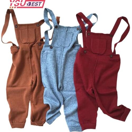 2019 Knitting Baby Girls Jumpsuit Autumn Boy Girl Overalls Pretty Knitted Infant Dungarees Candy Color Long Trousers Jumpsuit