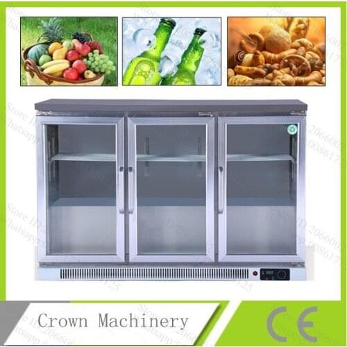 330L Refrigerated display cabinets; 3 push and pull glass door straight cooling vertical refrigerated showcase