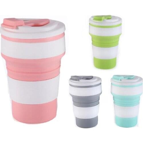 350ml Collapsible Silicone Cup Folding Water Cups BPA FREE Food Grade Drinking Watre Mug Tea Coffee Cups Portable Travel Mugs