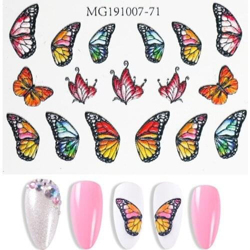3D Colorful Butterfly Water Transfer Decal Foil Manicure Nail Design Slider Decoration Tattoo For Manicures Nail Art Decorations
