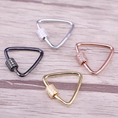 5PCS, Triangle screw cz clasp charm, CZ micro pave screw clasp charm pendant, bracelet/necklace jewelry component
