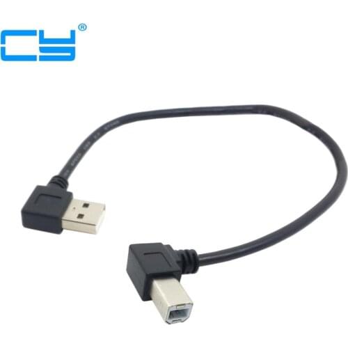 5pcs Left Angled USB 2.0 A Male to Left Angled B type Male 90 degree Printer Scanner Cable 20cm