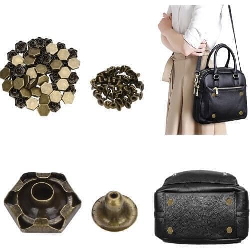 50Set 8/10mm Metal Hexagon Rivets Spike Studs Spots Nailhead Punk Rock DIY Leather Craft For Shoes Clothing Bag Parts Decoration
