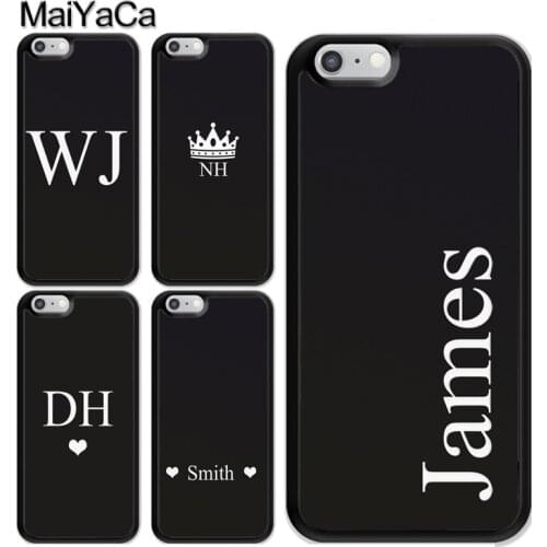 Personalised Initials Name Black Case For iPhone 12 Mini 11 Pro MAX X XR XS MAX SE 2020 6S 7 8 Plus 5s Cover