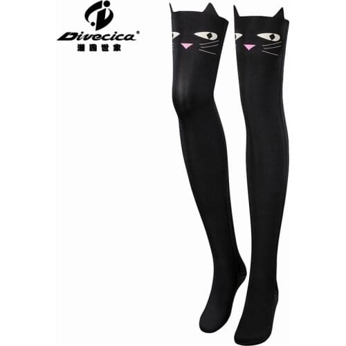 Cartoon Diving Stockings Cat Female 2mm Knee Diving Stockings Snorkeling Stockings Beach Stockings