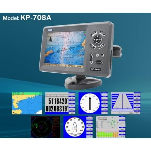 ONWA KP-708A 7-inch Color LCD GPS Chart Plotter with GPS Antenna and Built-in Class B AIS