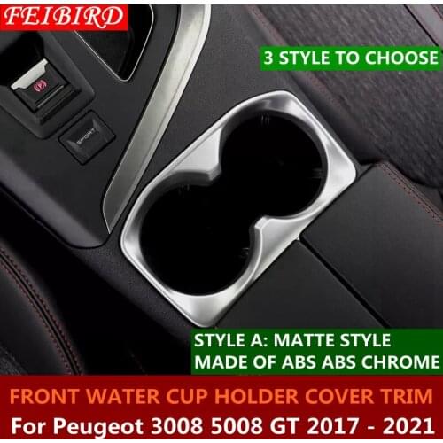 For Peugeot 3008 3008GT 2017 2018 Water Cup Holder Frame Panel Molding Cover Kit Trim Matte Carbon fiber ABS / STAINLESS STEEL