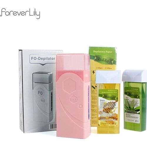 Epilator 4in1 Roll-On Cartridge Depilatory Paraffin Wax Heater Waxing Paper Hair Removal Set For Depilation Tool Suit Home Salon