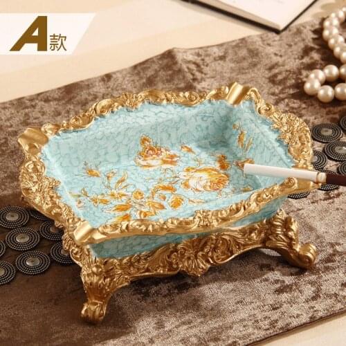 European resin rectangular ashtray luxury decoration living room decoration retro home accessories large ashtray