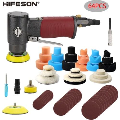 HIFESON 943 Eccentric 90° Pneumatic Sandpaper Machine 1/2/3" Sanding and Polishing Machine Multi-style Multi-function Chassis