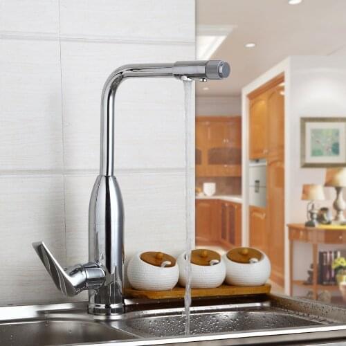 Chrome Polished Kitchen Sink Faucet Single Handle Water purifier Swivel Spout Rotation Spout Kitchen Mixer Taps
