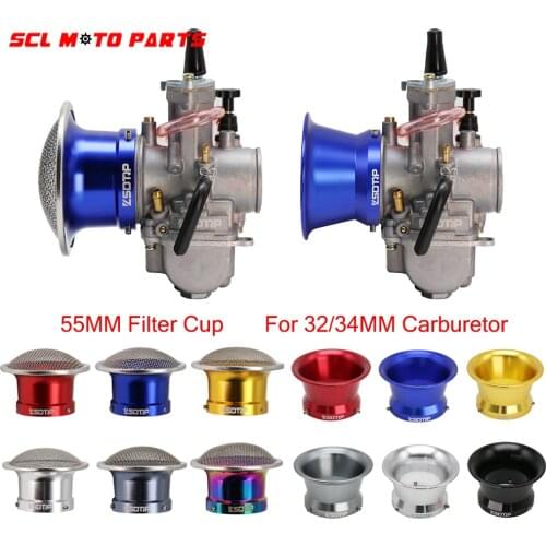 ALconstar-Racing Motorcycle 55mm Color Modified Carburetor Air Filter Cup Horn Cup With Mesh Net Fit On PWK 32mm 34mm Carburetor