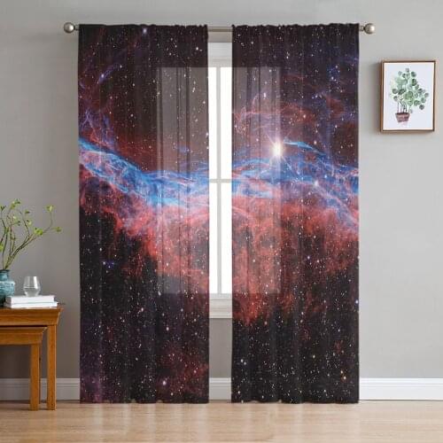 Cosmic Starry Sky Window Curtains Bedroom Modern Drape Sheer Tulle Valances Living Room Kitchen Voile Curtain