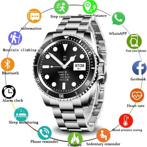 LIGE Watches mens Smart Watch Men Full Touch Screen Bluetooth call music player For Android iOS Waterproof Fitness SmartWatch