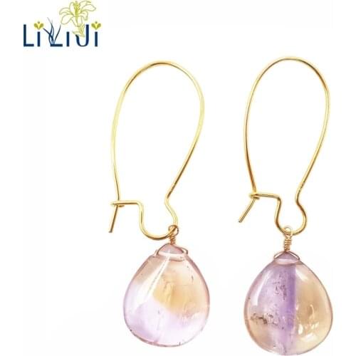 Lii Ji Natural Ametrine Tear Beads 925 Sterling Silver Drop Long Earrings