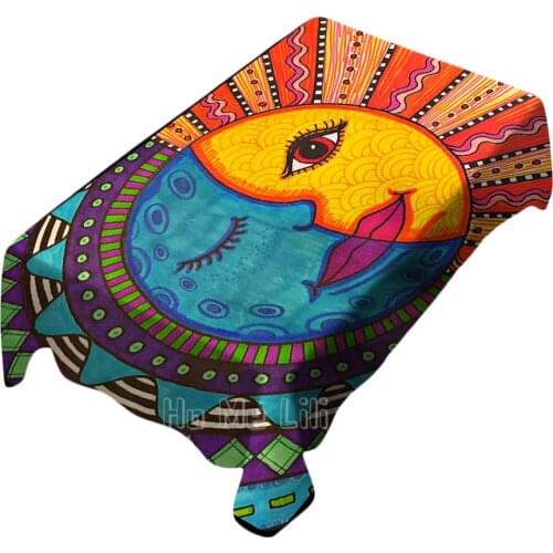 Mexican Sun And Moon Art Tablecloths Decorate The Dining Room Bedroom Picnic Party