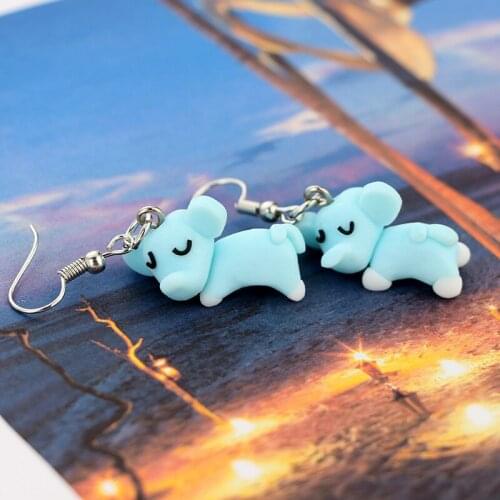 Lovely Blue Elephant Animal Earrings Cute Dumbo Soft Earthenware Eardrop Woman Bijoux Children Gift Direct Deal From Factory