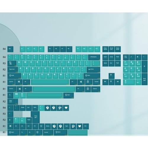 Enjoypbt ABS Doubleshot Blue Keycaps Set 153 keys For MX Mechanical Keyboard 61/63/67/68/84/87/104 Layout
