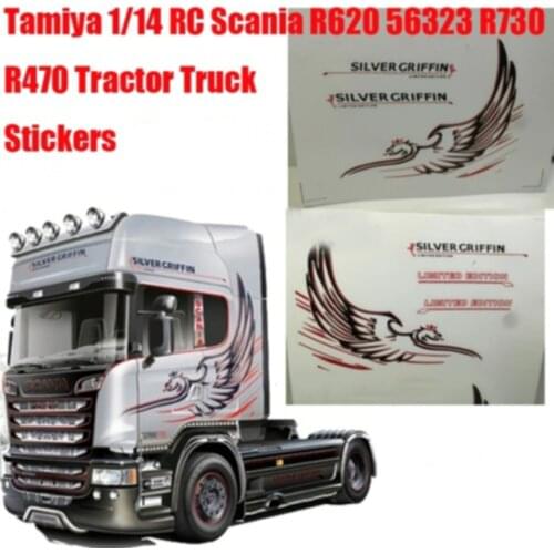 RC scania truck gripen sticker decals for tamiya 1/14th scale rc scania r620 56323 r470 r730 tractor trailer truck