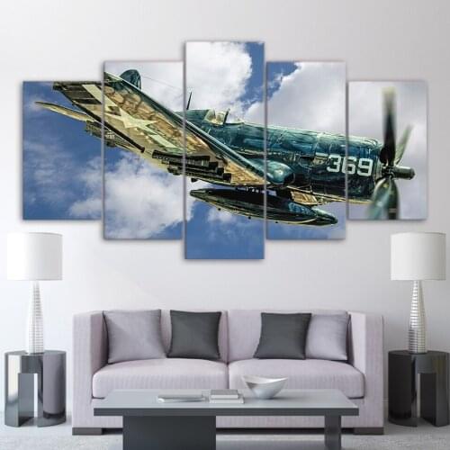 Wall Art Pictures Bedroom Room Home Decor Abstract Posters Frame 5 Pieces HD Print Jet Aircraft Vintage Airplane Canvas Painting