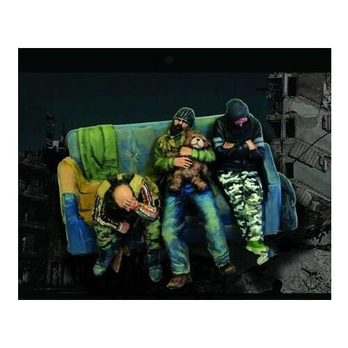 New Unassembled 1/35 modern Nap Sleep (3 figures and sofa) Resin Figure Unpainted Model Kit