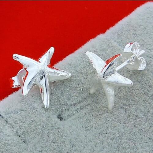 New 925 Sterling Silver Dainty Exquisite Starfish Charm Earrings For Women Girls Fashion Jewelry Wedding Party Earrings