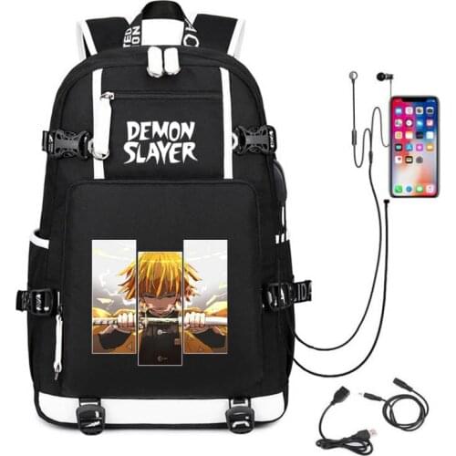 New Demon Slayer: Kimetsu no Yaiba Kamado Tanjirou Backpack laptop bag Men Anime Travel bags USB Oxford Backpack schoolbag