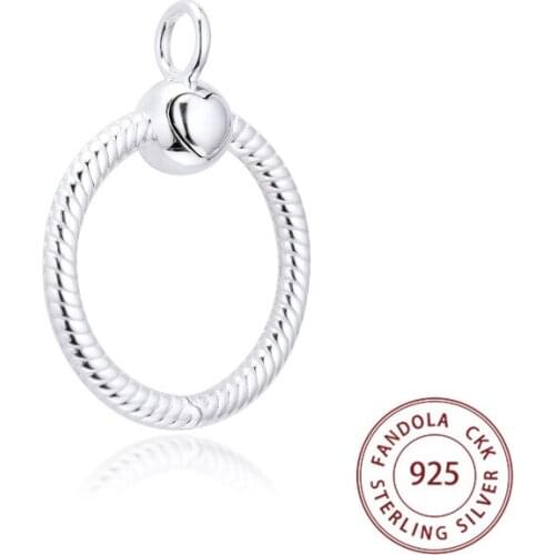 100% Real 925 Sterling Silver Pendants Women Moments Large O Pendant Necklaces Original Jewelry Making Collares Without Chain